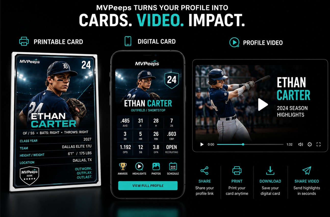 MVPeeps™ printable card, digital card, and profile video preview